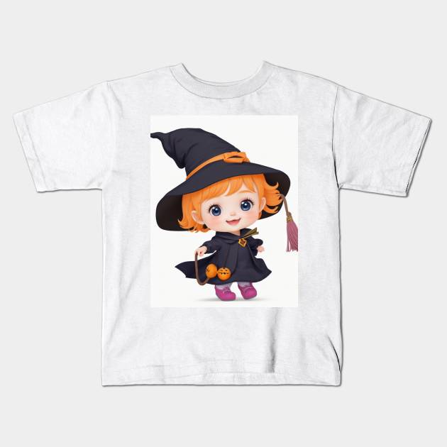 Cute Baby Witch Kids T-Shirt by likbatonboot